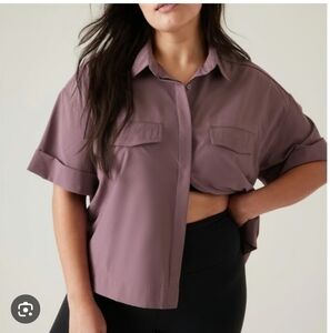 Athleta Packable Hike Mauve Top Size Small